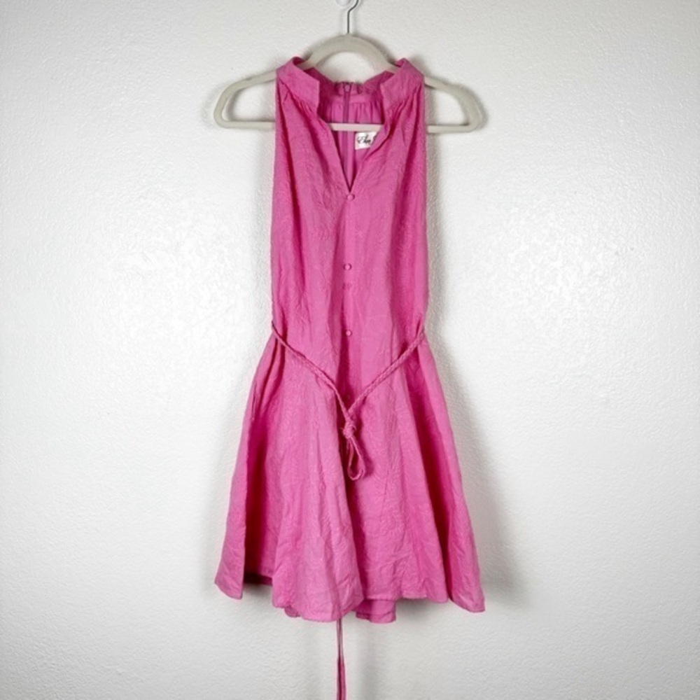 Eliza J Pink Embroidered Floral Sleeveless Cotton Mini Dress Size 6